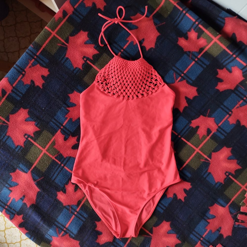 Aerie Red One-piece Bathing Suit - Picture 3 of 8